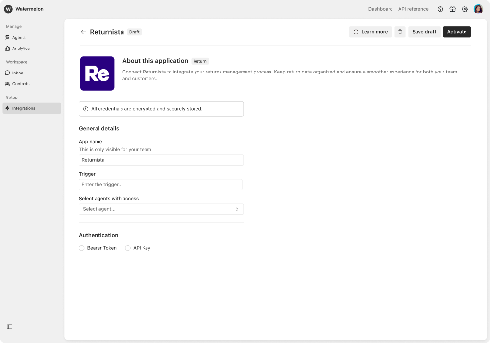 Returnista integration platform